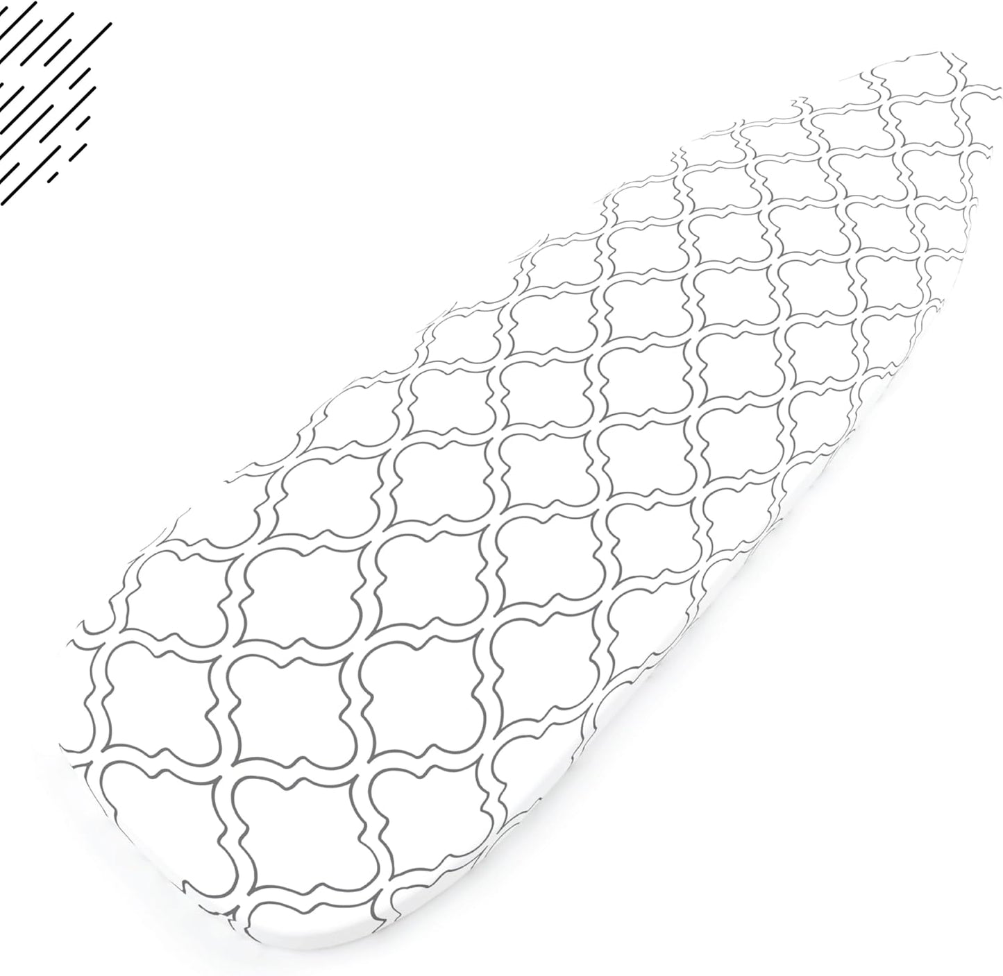 Encasa XO Ironing Board Cover and Pad 28"x12" - Thick 3mm Felt Padding, Drawstring Tightening & Lock, Easy Fit, Scorch & Stain Resistant, Fits Mini Ironing Board - White Tiles