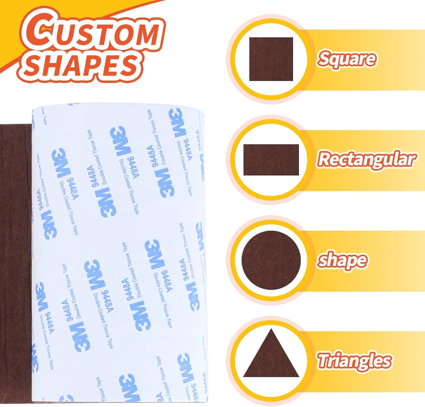 Felt Furniture Pads, Heavy Duty Felts Strip Roll with Adhesive Backing Felt Pads Furniture Feet Cuttable Felts Tape for Protecting Hardwood Floors(5 x 120 x 0.12 Inch, Brown)