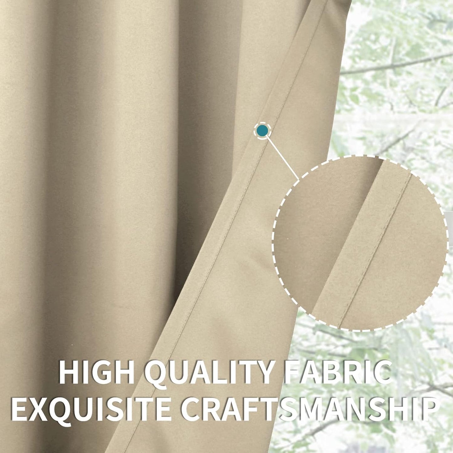 BGment Beige Blackout Curtains 63 Inches Length for Bedroom - Thermal Insulated Drapes Room Darkening with Rod Pocket for Living Room, 42 x 63 Inch, 2 Panels