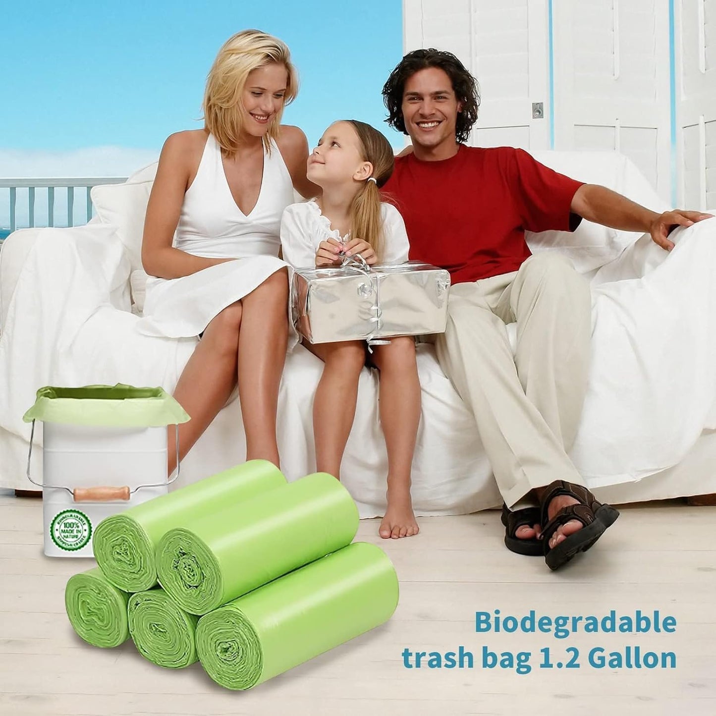 Small Trash Bags 1.2 Gallon 120 Counts Biodegradable Food Waste Bags, Mini 5L Garbage Bags Compost Strong Bathroom Bin Liner Recycle Rubbish Bag for Home Kitchen Office Pet, Green