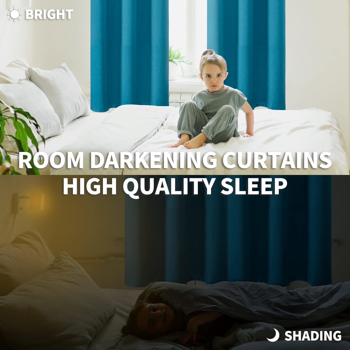 BGment Rod Pocket Blackout Curtains for Bedroom 72 Inches Long - Thermal Insulated Room Darkening Curtains for Living Room, Peacockblue, 42 x 72 Inch, 2 Panels