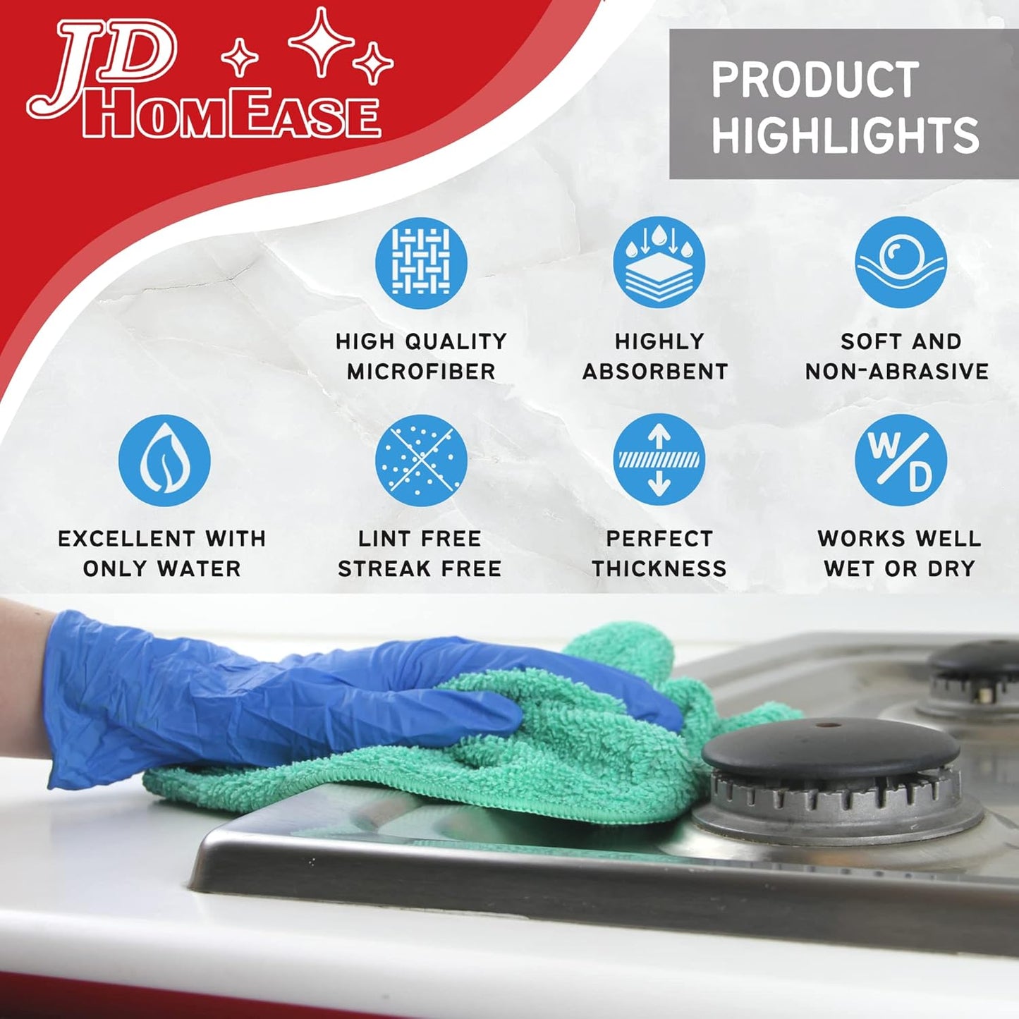 Microfiber Cleaning Cloths, 240 Pack, 16"x16", All-Purpose, Softer, Highly Absorbent, Lint-Free, Reusable, Washable Pro Towels, Red, for House, Kitchen, Bathroom, Car, Office