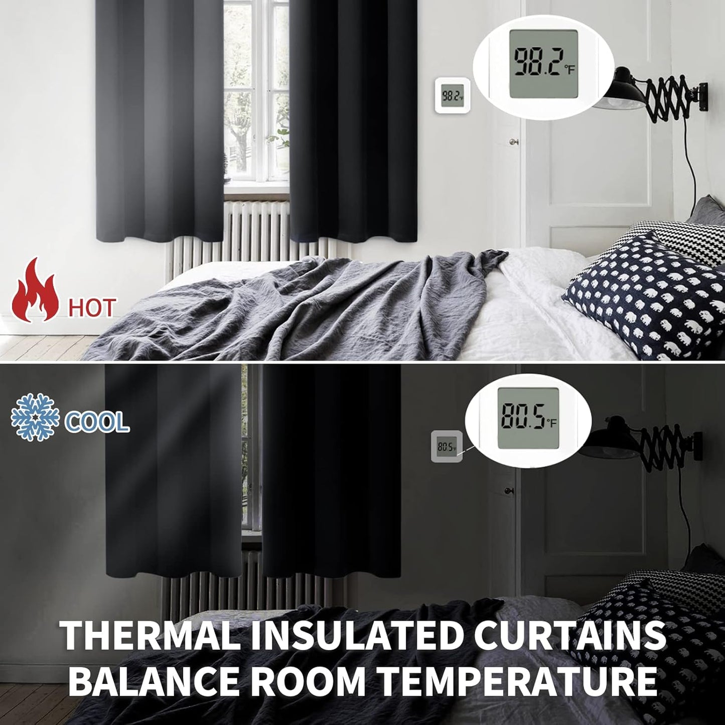 BGment Black Blackout Curtains 40 Inch Long for Bedroom KIthchen Window - Rod Pocket Short Length Window Drapes Privacy Blinds for Bathroom Rv Camper Cafe, 2 Panels, 34 x 40 Inch