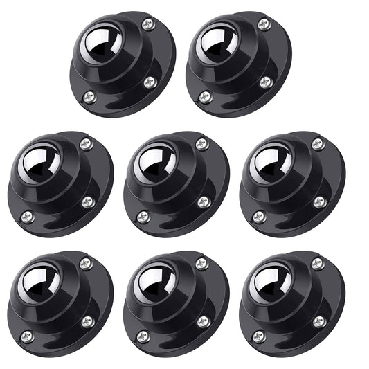 PlusRoc 8 Pack Self Adhesive Caster Wheels 1 Inch for Appliance Sliders Rollers, Load Capacity 28LBS Per Wheel, Low Profile Swivel Wheels for Furniture Storage Bins, Black
