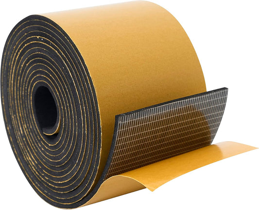 High Density Foam Weather Stripping Door Seal Strip Insulation Tape Roll for Insulating Door Frame, Window, Air Conditioner | Self Adhesive Sealing Weatherstrip (3 in x 1/8 in x 10 Ft, Black)