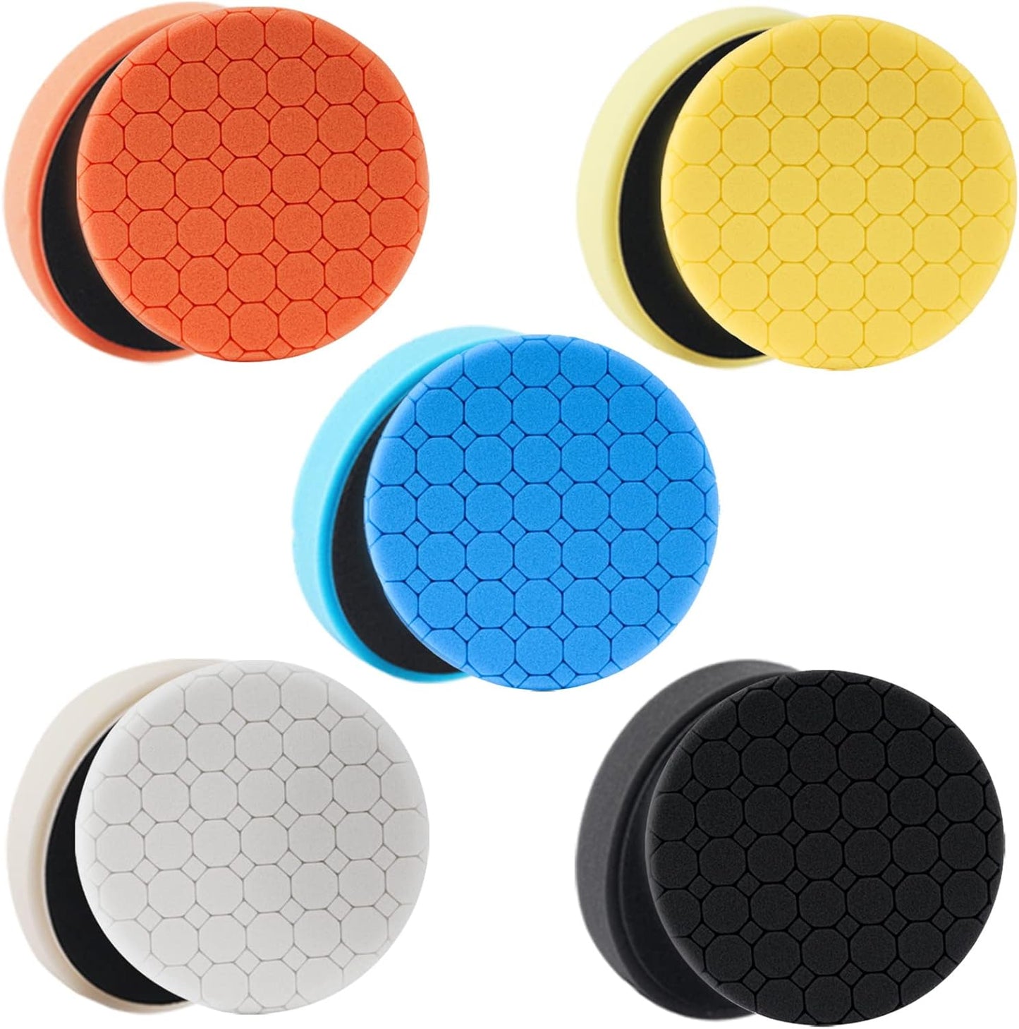 Buffing Polishing Pads, 5Pack 5.5 Inch Face for 5 Inch Backing Plate Compound Buffing Sponge Pads Cutting Polishing Pad Kit for Car Buffer Polisher, Polishing and Waxing