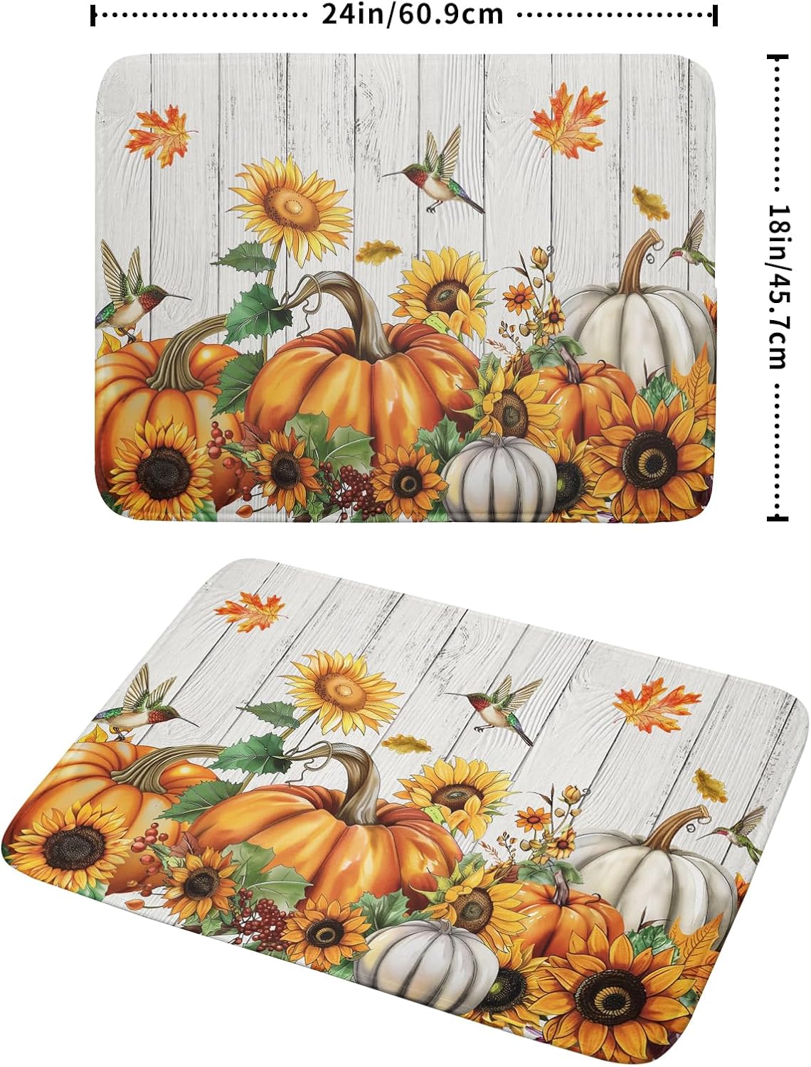 Autumn Harvest Pumpkin Dish Drying Mat for Kitchen Counter Sunflower Maple Leaves Fall Dish Drying Mat 18”x24” Thanksgiving Dishes Pad Dish Drainer Rack Mats Absorbent Fast Dry Kitchen Accessories