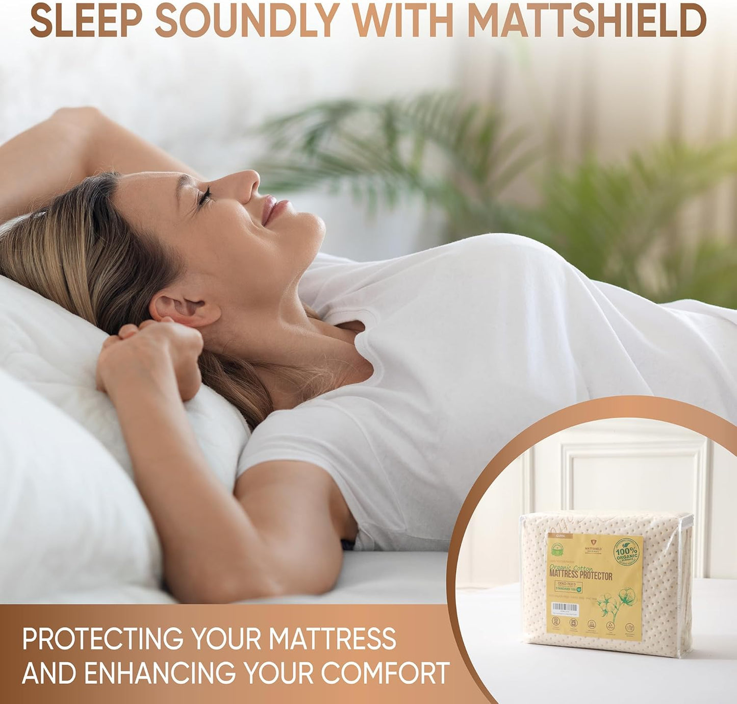 Luxury Waterproof Organic Mattress Protector Queen - Organic Cotton Breathable Mattress Pad Cover - New 380 GSM Comfort - Deep Pocket - Jersey Cotton Skirt - Fitted Comfort