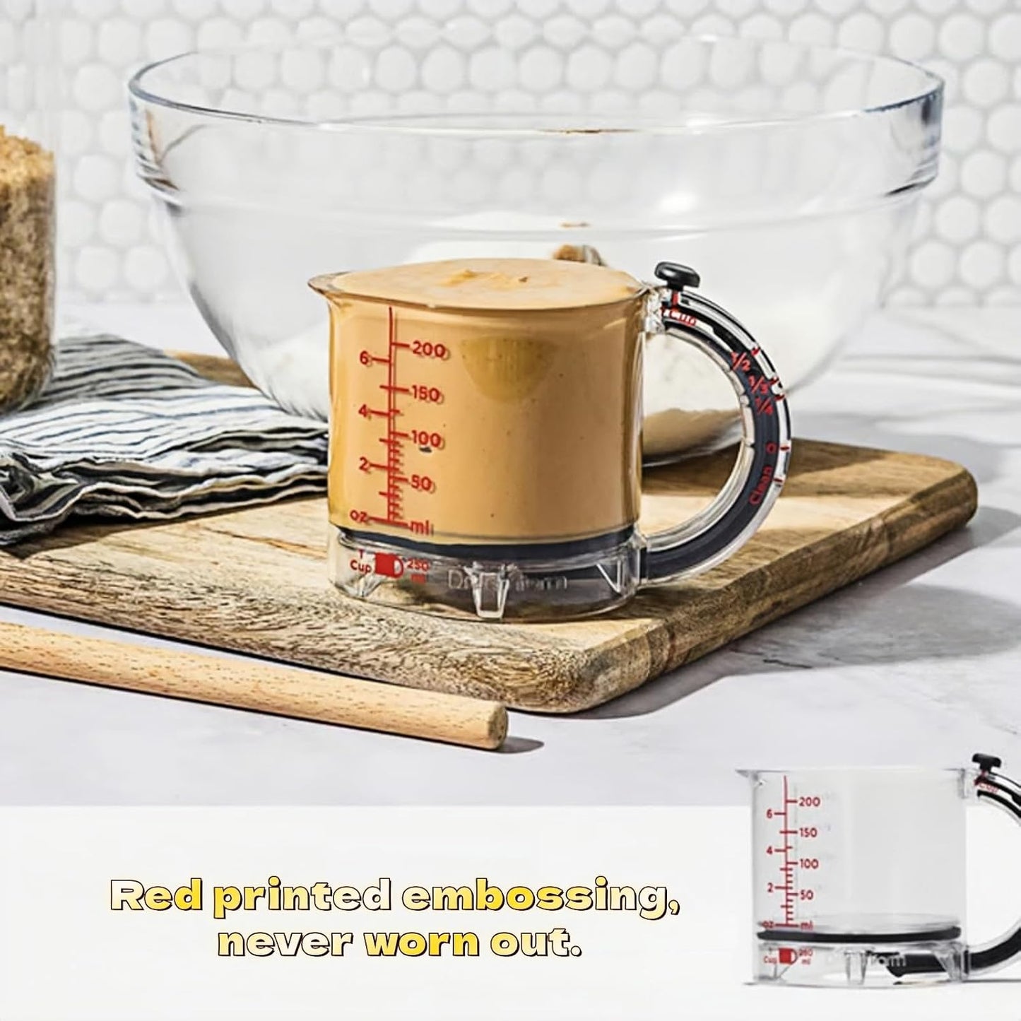 All in One Adjustable Measuring Cup, Push Up Measuring Cup Solid and Liquid, Space Saving, Easy to Clean, Multifunctional Kitchen Measuring Cups for Preparation, Baking, and Cooking (1)