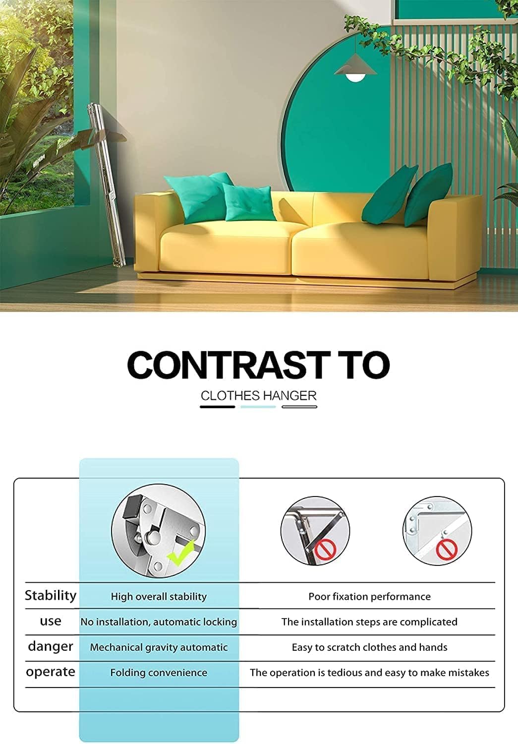 Clothes Drying Rack Folding Indoor Outdoor, Foldable Portable Laundry Drying Rack, Heavy Duty Laundry Hanger Dryer Rack with 20 Hooks