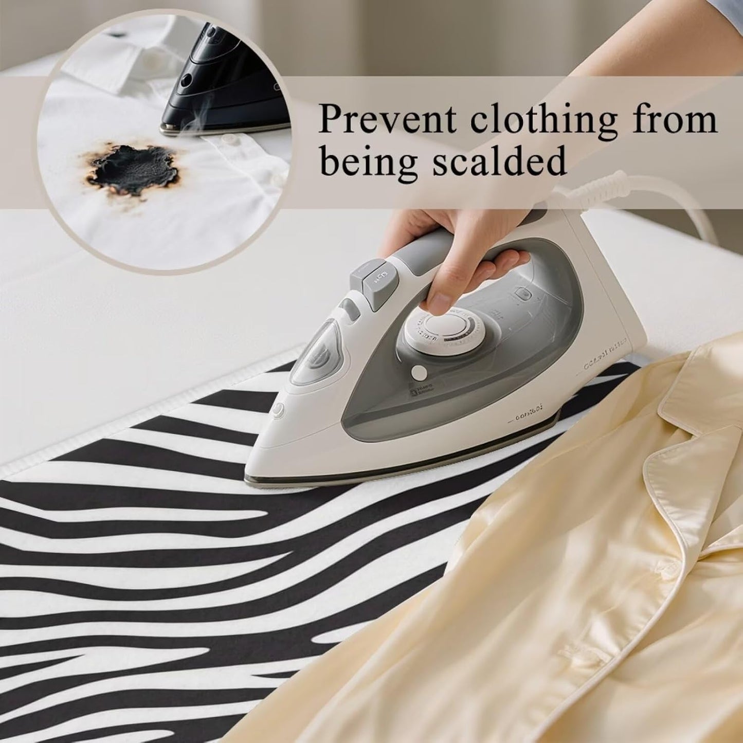 Zebra Print Ironing Mat Portable Iron Pad Magnetic Cover and Padding for Top of Washer, Dryer, Tabletop, Countertop,Travel Small Size Ironing Pads 32 x 16 Inch