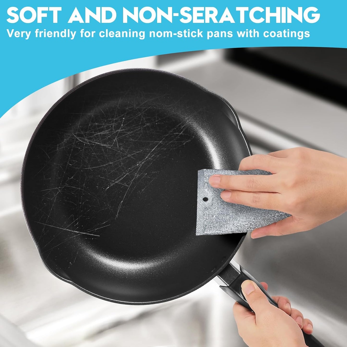 Steel Wool Scrubber, Wire Dishwashing Rags, 10 Pcs Multipurpose Wire Dishcloth, Wet & Dry for Cookware, Sinks, Dishes, Stoves & Fireplaces 5.9“ x 3.9”