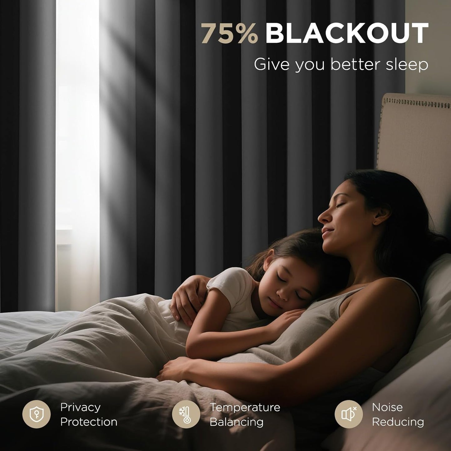 Joydeco Blackout Patio Sliding Door Curtains 90 Inches Long, Grommet Privacy Room Divider Curtains, Extra Wide Thermal Blackout Drapes for Bedroom Living Room (Grey, 70Wx90L, 1 Panel)