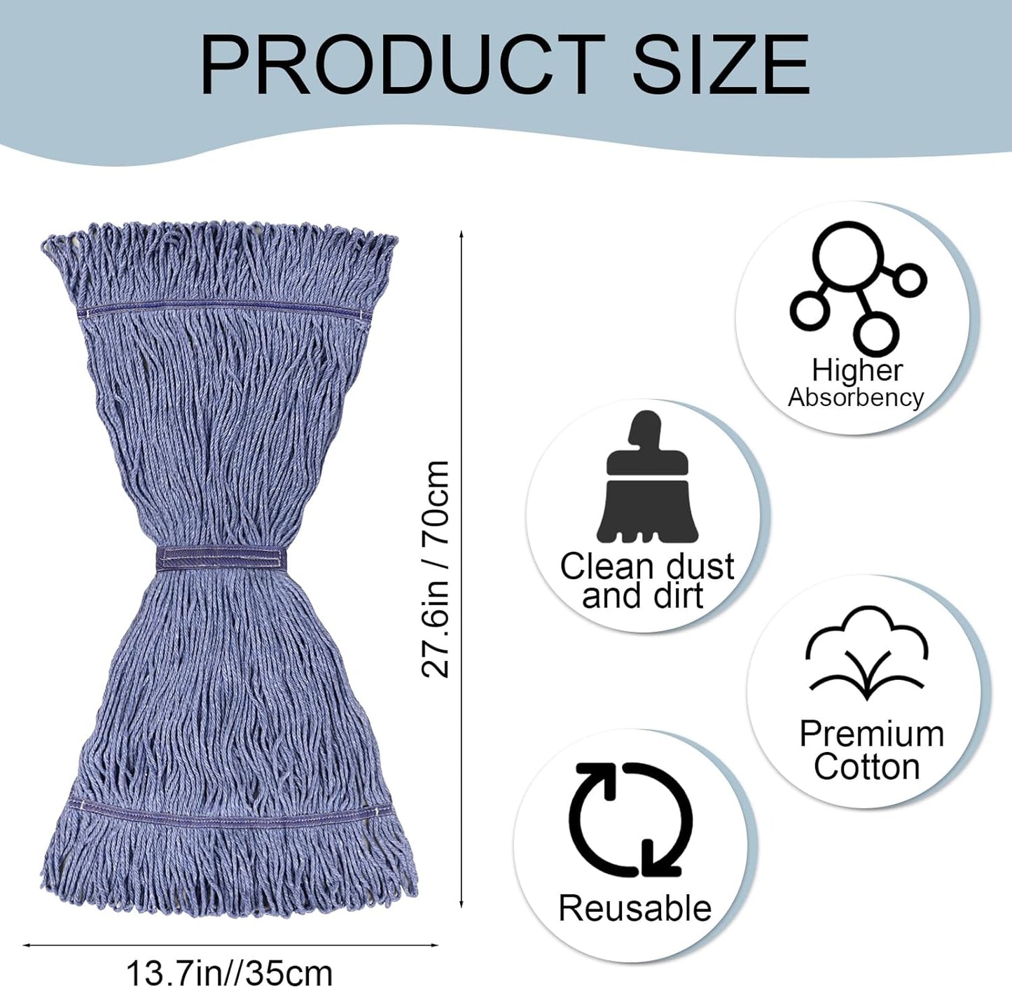 JERIA 16 Pack Heavy Duty Mop Head Replacements,String Mop Head for Commercial,Used for Home,Office and Kitchen,Washable,Reusable Mop