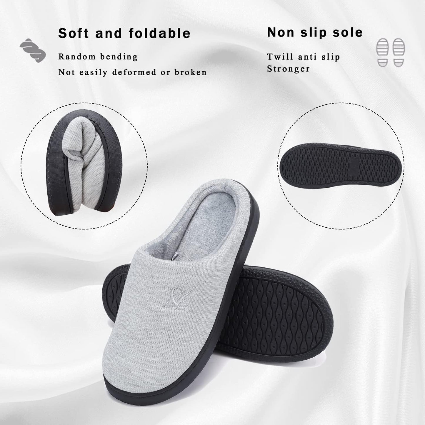 Memory Foam Slippers for Women's and Men's Casual House Shoes