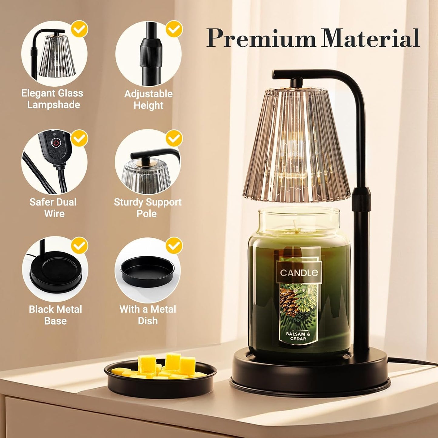 Marycele Candle Warmer Lamp with Timer for Yankee Candles, Black Wax Warmer with Dish for Wax Melts, House Warming Gifts for New Home Decor, Christmas Birthday Thanksgiving Gifts for Mom Women Men