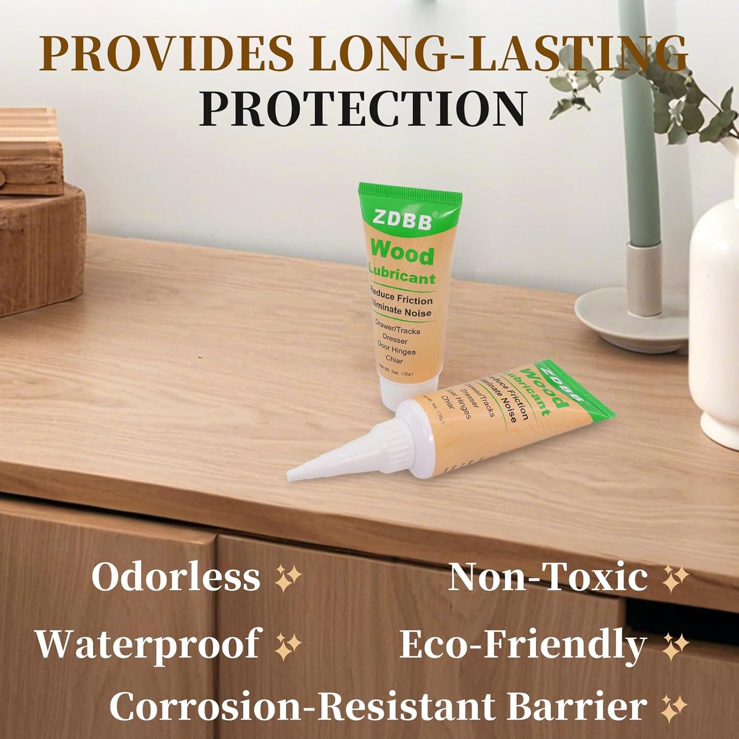 Wood Drawer Wax Lubricant Paste Door-Ease Lubricant Wear-Resistant Eliminate Sticking Noise Loosen Drawer Slide Grease for Wood Furniture, Window Track, Sliding Glass Doors, Hinges, 1 oz 1-Pack