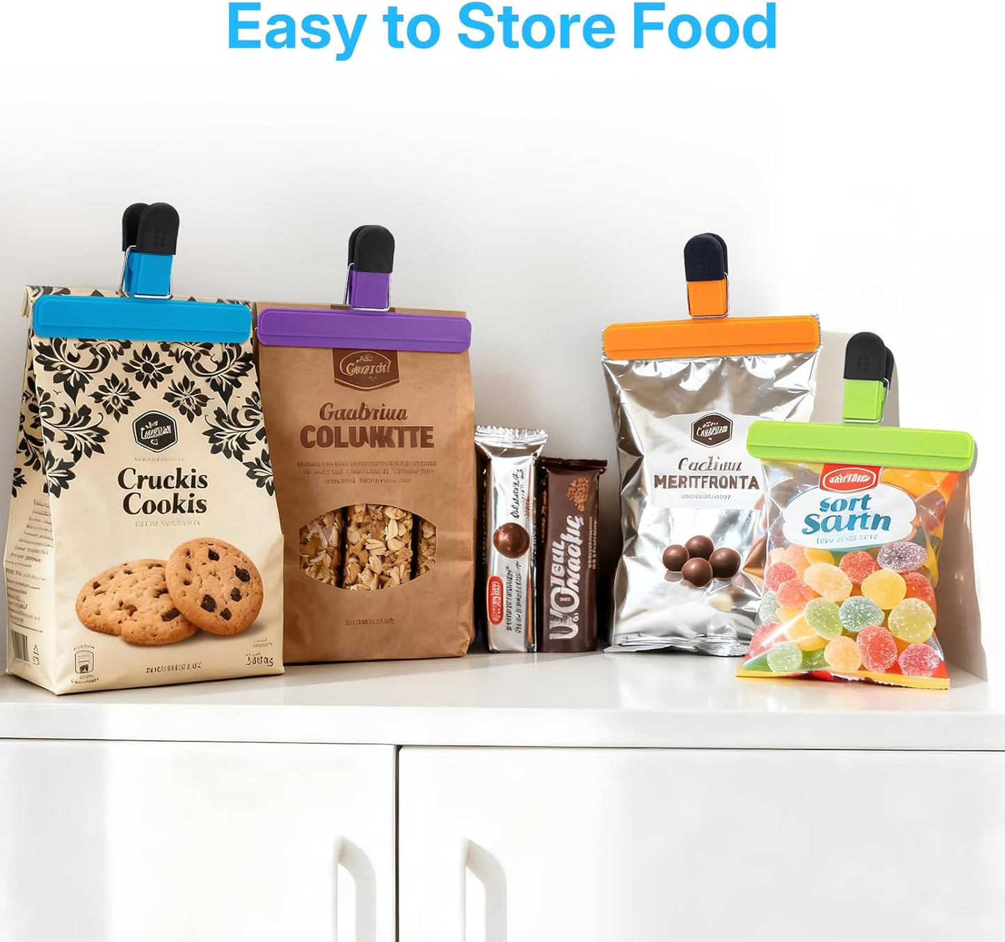 OWLKELA Chip Clip, 6 Pack Colors Wide Open Bag Clips for Food Storage, Heavy Duty Seal Grips Plastic Food Clips for Snack, Food Packages (6 inch x 3.4 inch)