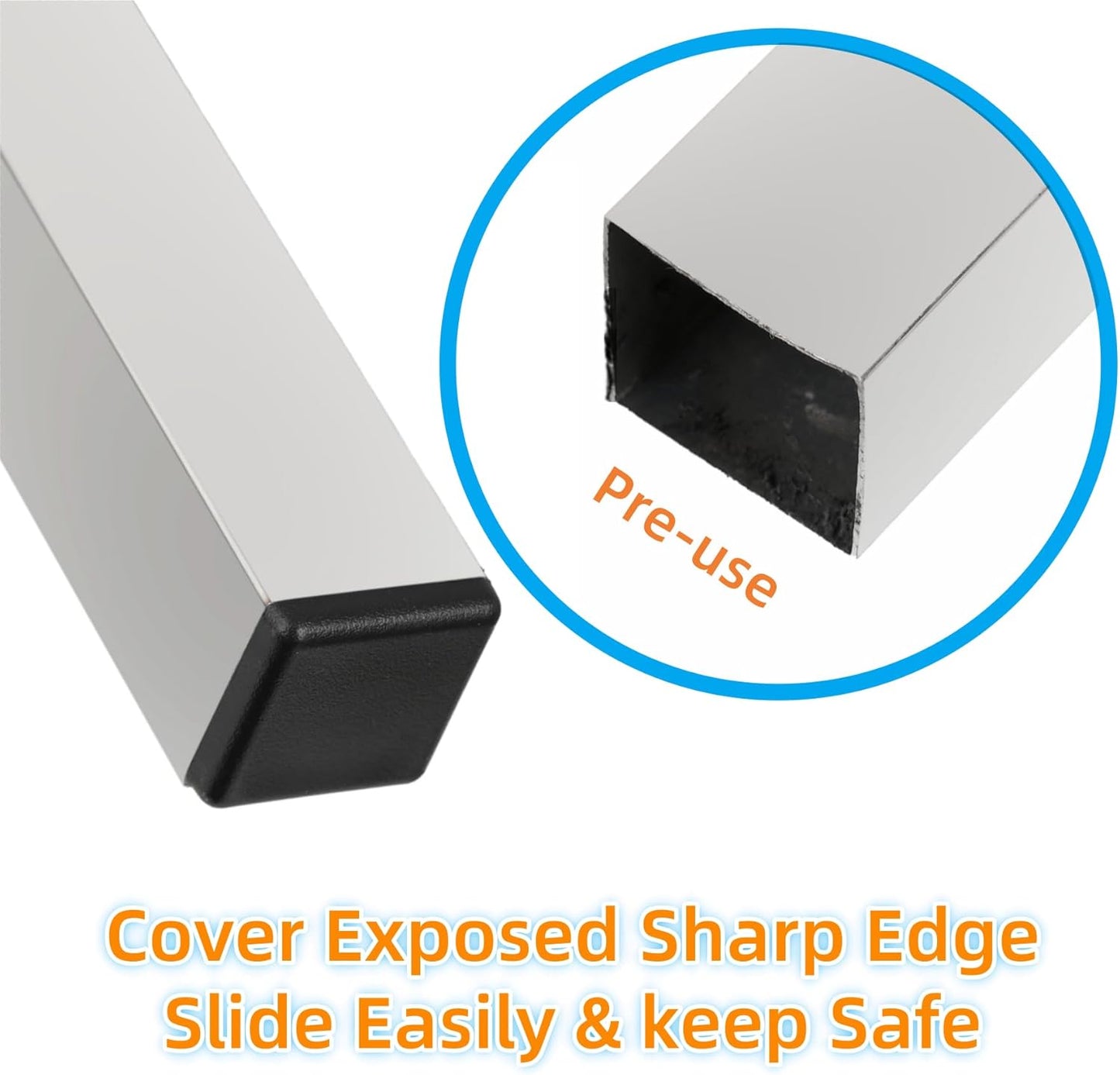 Furnigear Plastic Plugs Tubing End Cap Chair End Caps Outside Bottom Tubing Caps Square Furniture Sliders Glides Black (40, Fit 0.35-0.44" Square Tube Inner Size)