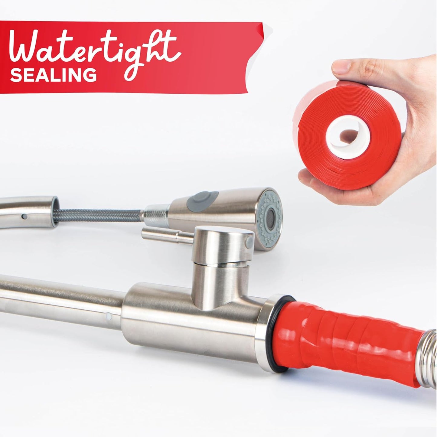 XFasten Self-fusing Silicone Tape Pro, Red, 1.5-Inch x 15-Feet, 30mils Extreme Stretch and Seal Plumbing Tape for Leaky Pipes, Tool Grip, Electrical Wires, PVC Pipe Leak Repair, Non-Reactive