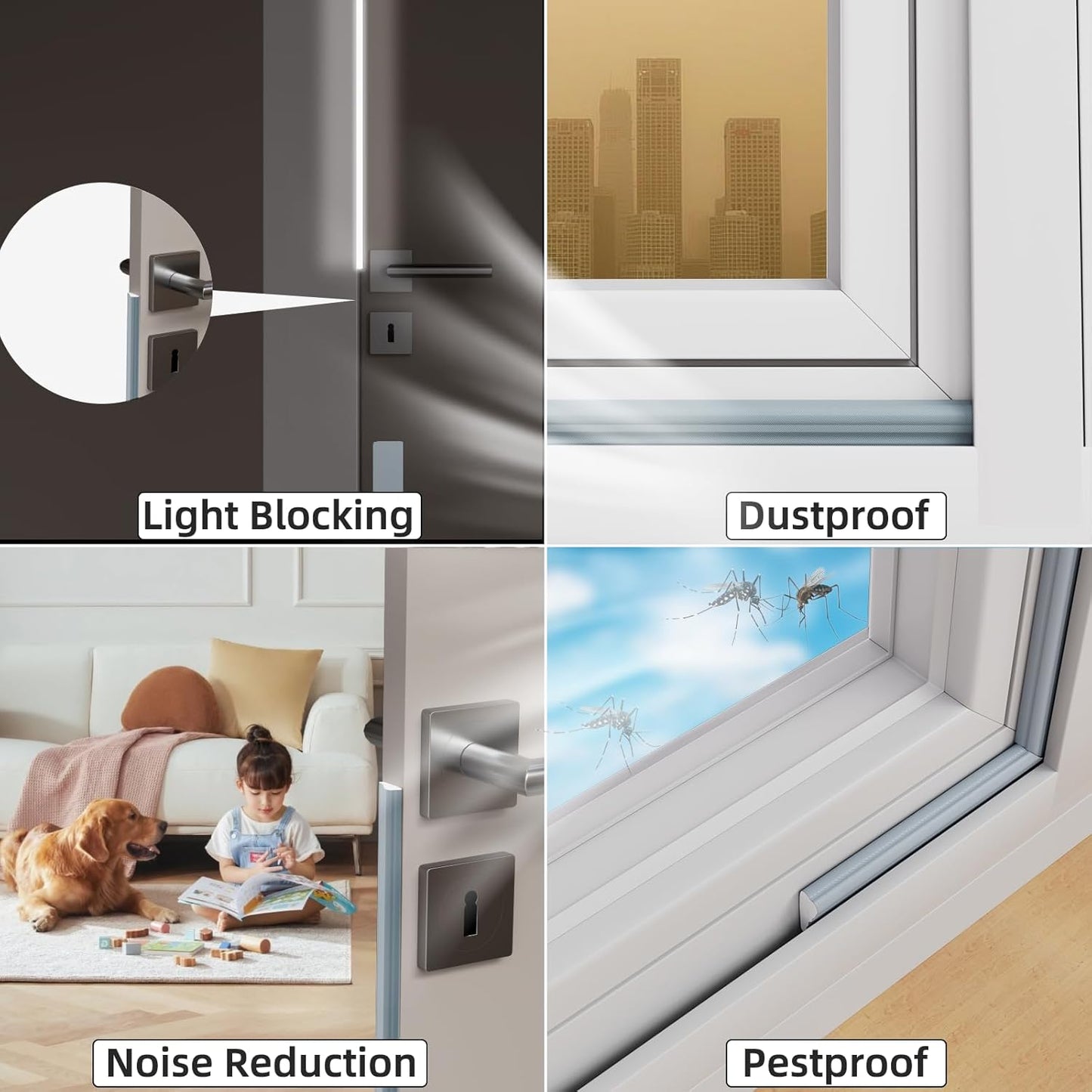 3 Pack*16.4 Ft Weather Stripping Seal Strip for Doors,Soundproofing Window Insulation Draft Stopper for Winter, Selfadhesive Foam Weather Strip for Door Frame,Door Gap Filler Noise Blocker(Gray)