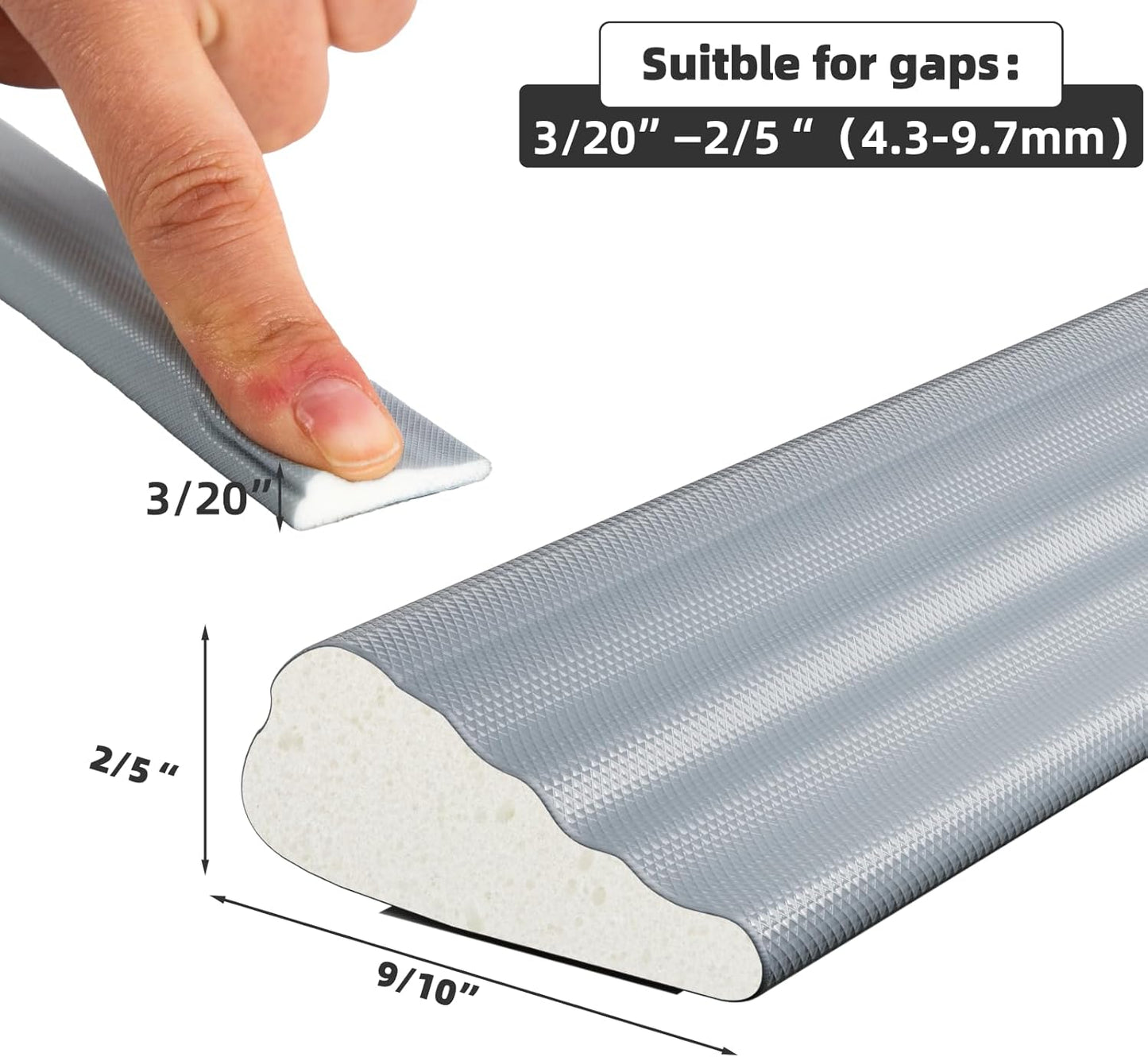 3 Pack*16.4 Ft Weather Stripping Seal Strip for Doors,Soundproofing Window Insulation Draft Stopper for Winter, Selfadhesive Foam Weather Strip for Door Frame,Door Gap Filler Noise Blocker(Gray)