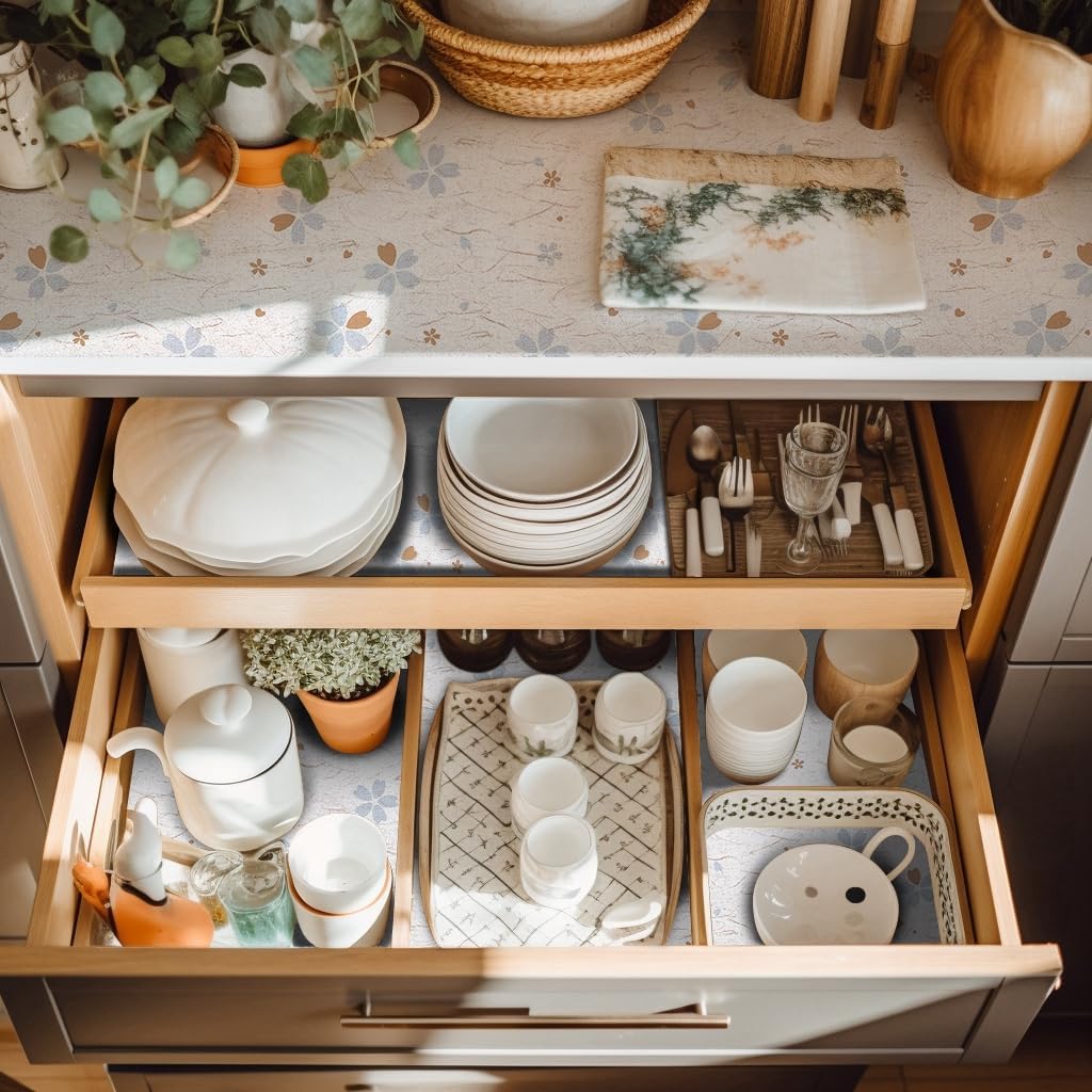 Shelf Liner Non Adhesive, 12 Inch x 50 Feet Cabinet Liners for Pantry Drawer Vanity, Drawer Liners Strong Grip Non Slip Waterproof, Shelf Liners for Kitchen Cabinets