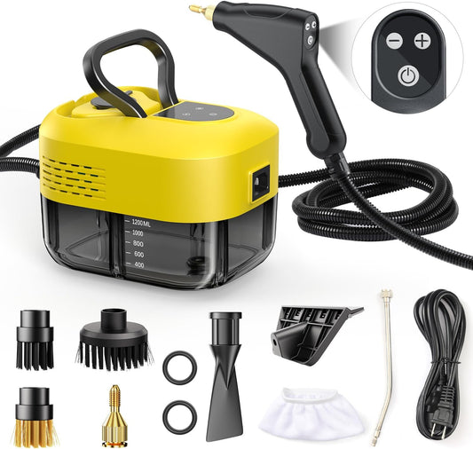 Steam Cleaner for Home＆Kitchen, 212°F High Temperature, 1200ML Tank, Portable Handheld Steam Cleaner for Car Carpet Detailing Window Floor Couch Grease Tile, Pressurized Steamer for Cleaning