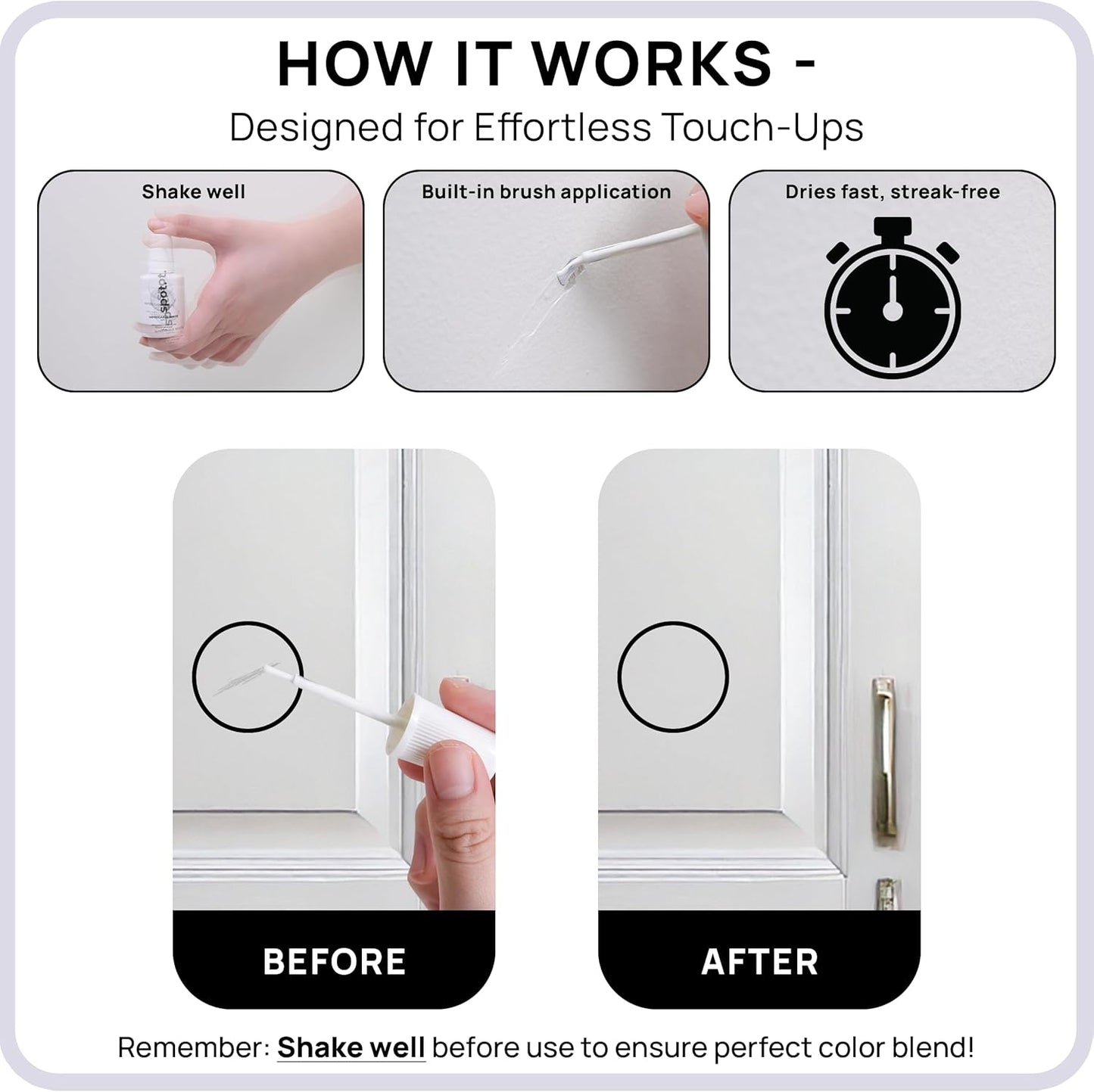 spot. Touch-Up Paint | Matte Finish for Cabinets, Walls, Doors & Furniture | Multi-Tone White Repair Kit | Quick-Dry, Self-Priming, Low-Odor, Eco-Friendly | No-Sanding or Primer Needed | 3 Pack