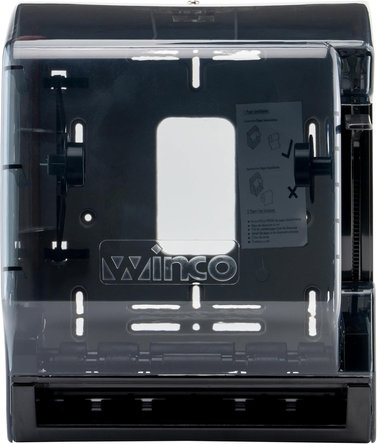 Winco Paper Towel Dispenser, Medium, Gray, Black