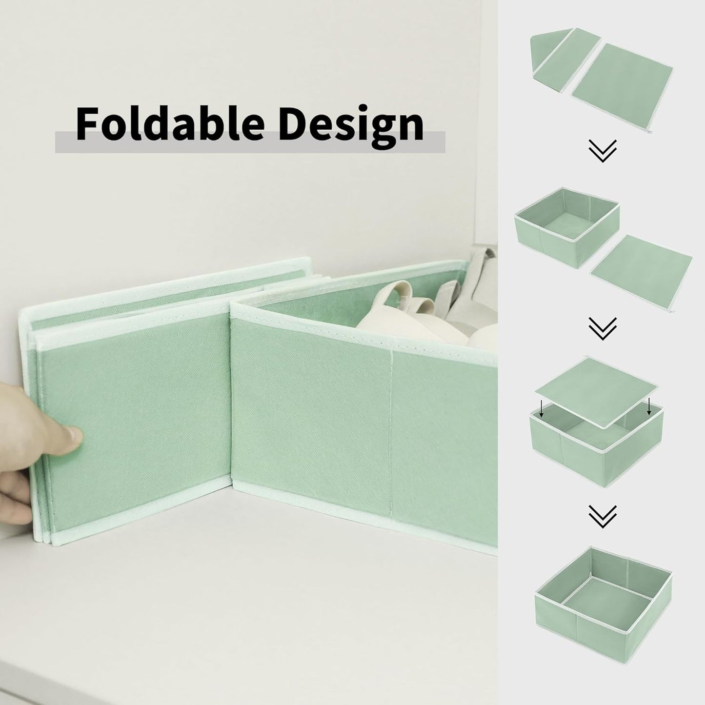 Cupic Cupid Drawer Organizer, Dresser Organizers, Foldabe Drawer Organizer Clothes, Closet Organization and Storage Dividers for Socks, Underwear and Diaper, Set of 12, Green