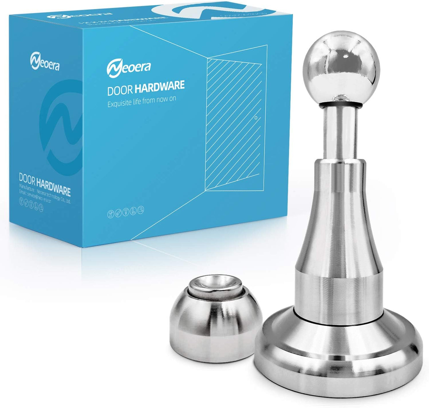 Neoera Magnetic Door Stopper, Updated Hydraulic Shock Absorbent Technology, Soft-Catch Magnetic Hold, Premium 304 Stainless Steel, Anti-Rust, Heavy Duty for Various Door Types, Wall Mount 3Pack