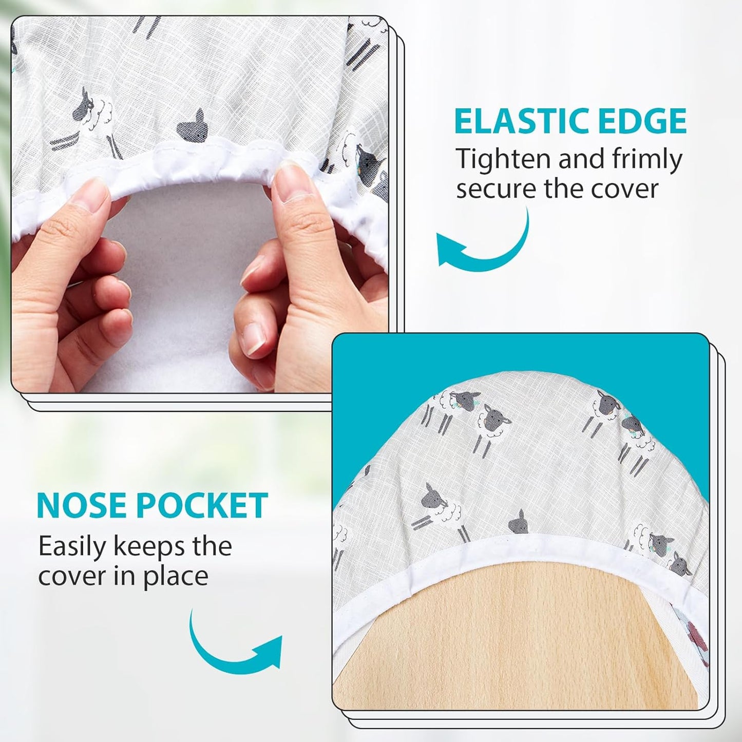 Table Top Ironing Board Cover 12 x 32 inch, 3 Layers Small Iron Board Cover, Heat Reflective Thick Padding with Elasticized Edges (Gray Sheep)