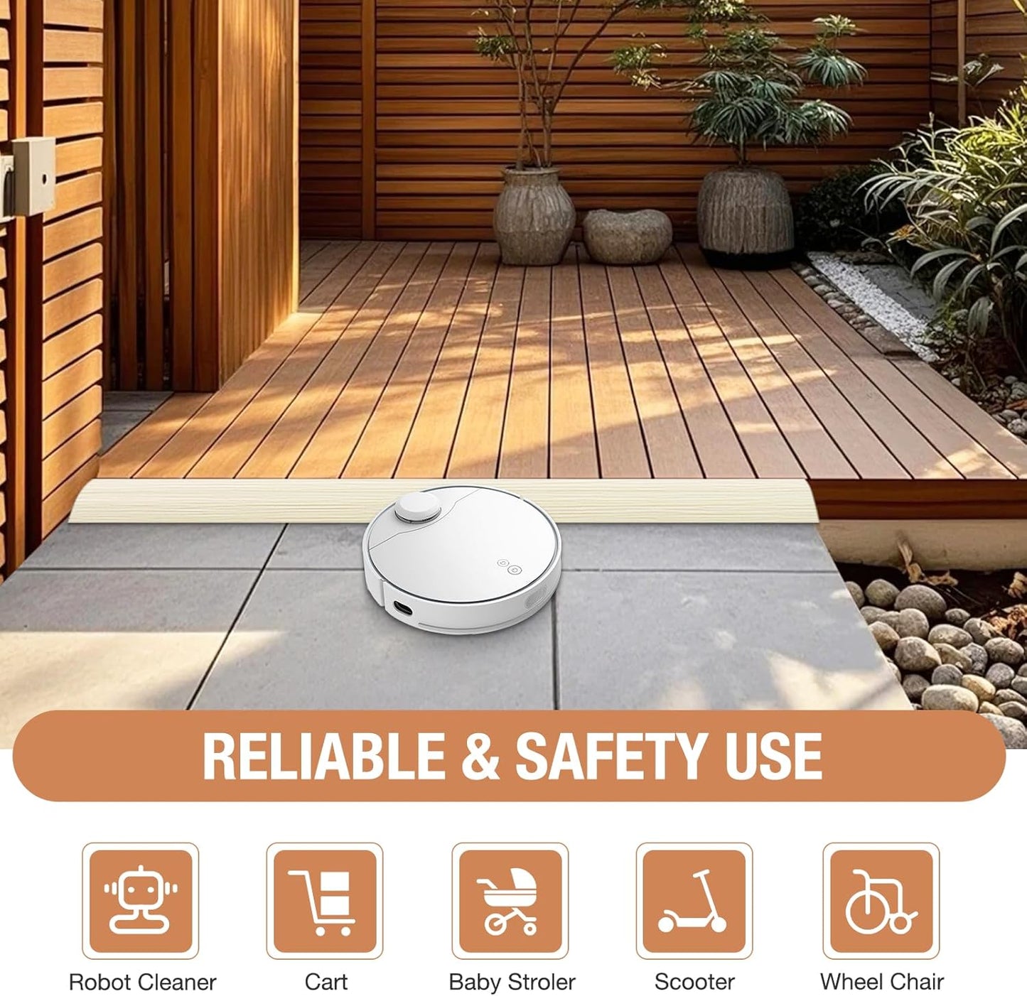 Floor Transition Strip Self Adhesive Vinyl Door Threshold for Doorways Carpet Edging Trim Overlap Edge Reducer for Laminate Floor, Carpet, Tile (Beige Wood Grain, 2/5" to 3/5", 3.3Ft)