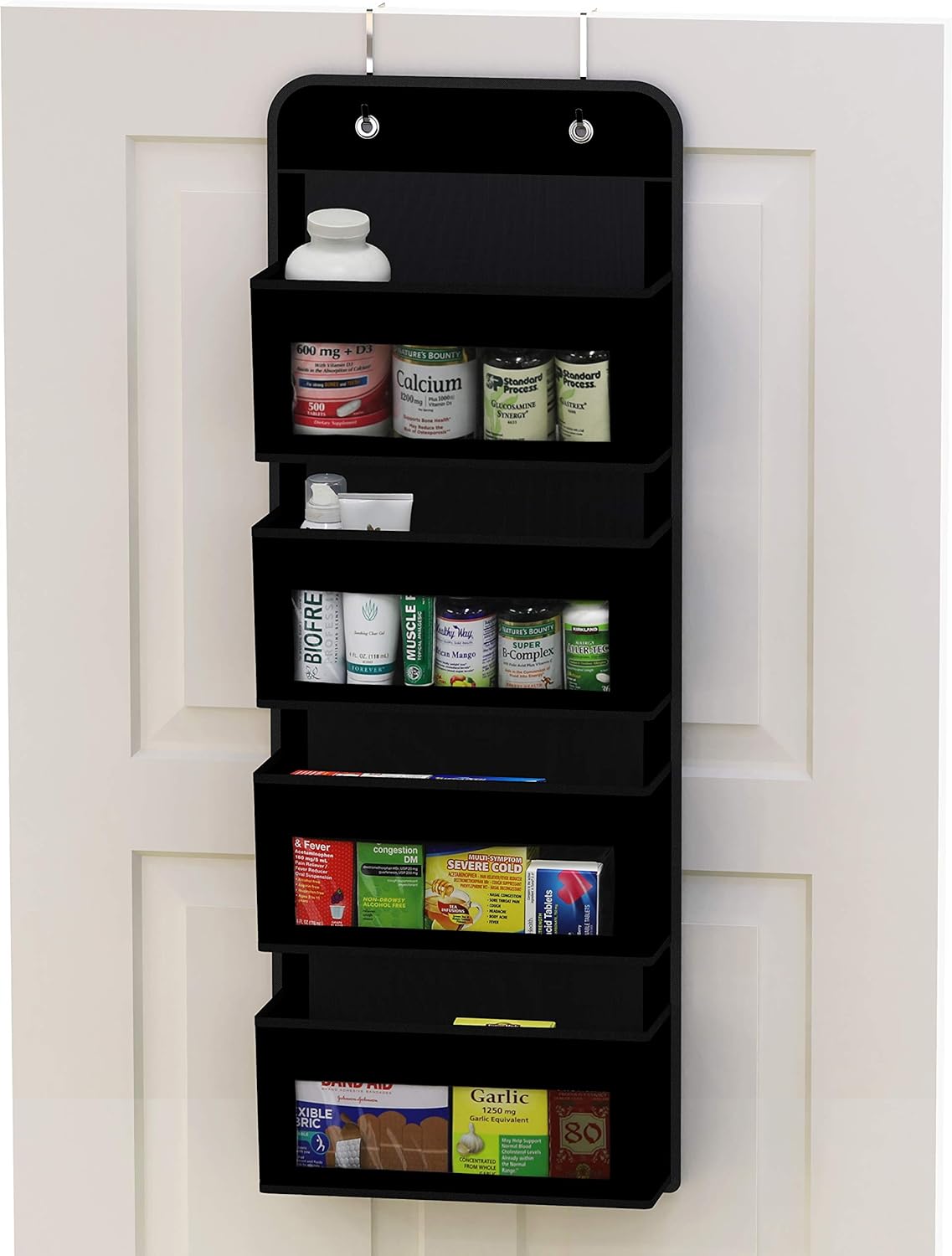 Simple Houseware 4 Clear Window Pocket Over Closet Door Storage Hanging Organizer for Bedroom, Bathroom, Pantry, Black