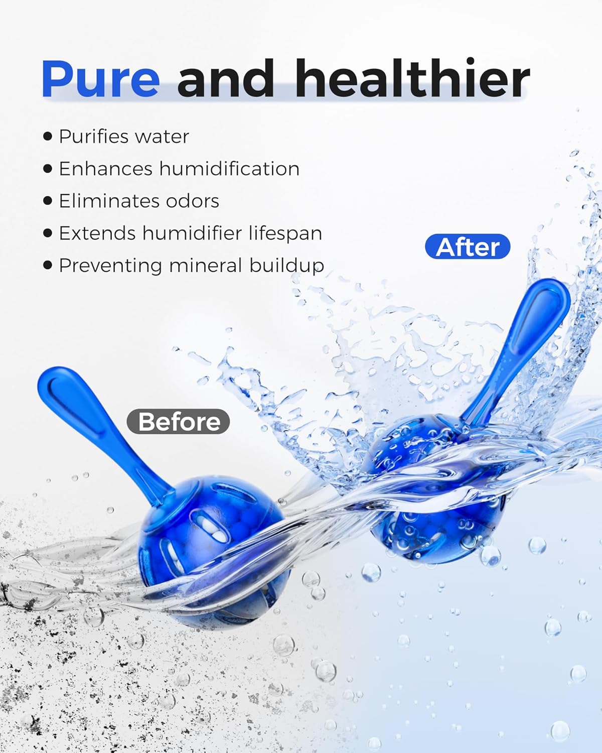 Humidifier Cleaner Anti-Scale Balls: Stop White Dust, Extend Humidifier Life, Prevents Hard Water Build-Up, Easy Use, 16 Pack