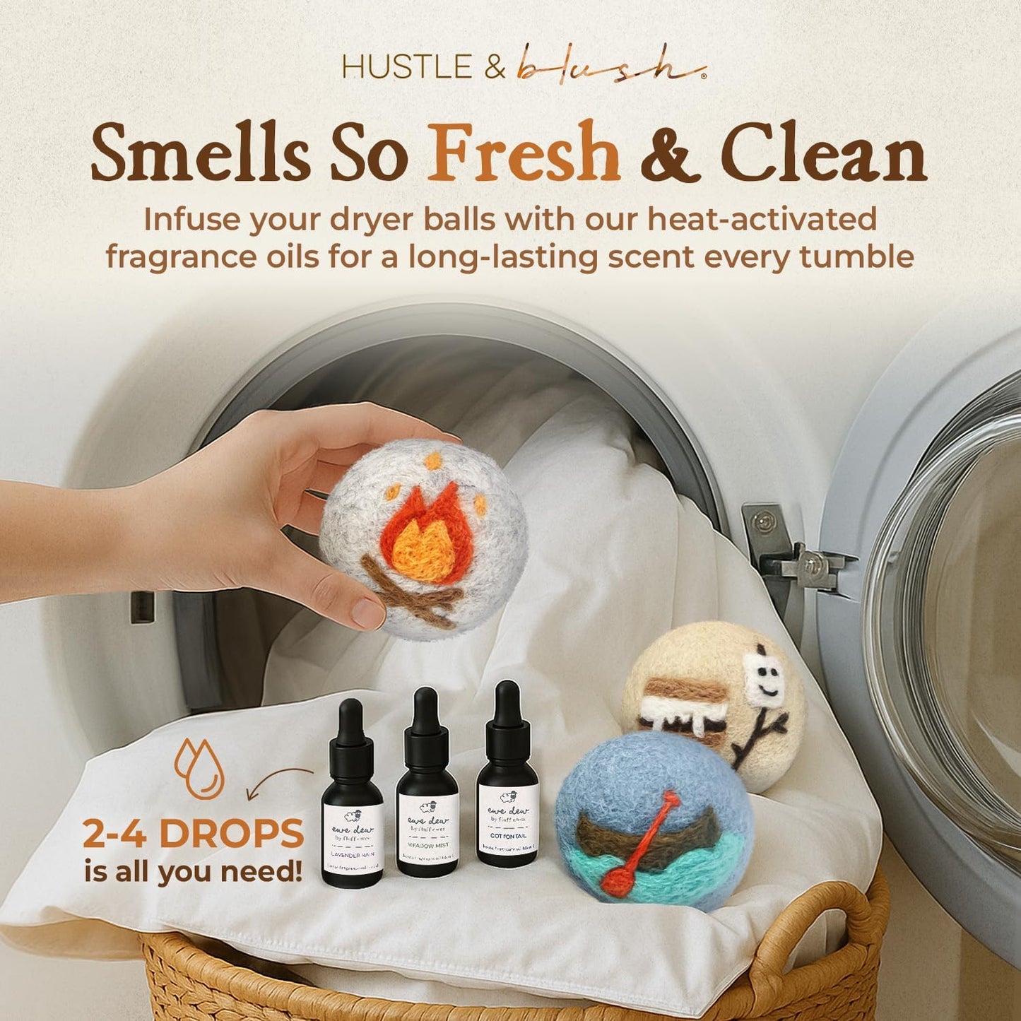 Fluff Ewes Wool Dryer Balls 6 Pack Premium New Zealand Wool Laundry Balls for Dryer, No Static Dryer Balls Laundry Reusable, XL Wool Dryer Balls Cute, Baby Dryer Balls for Dryers - are We There Yet