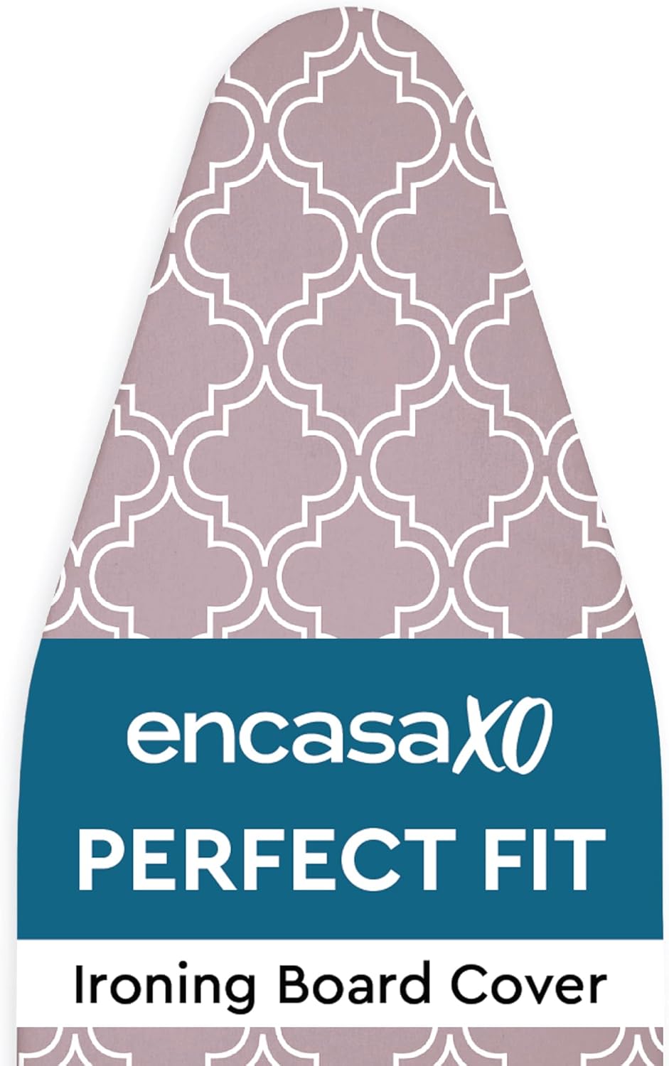 Encasa XO Ironing Board Cover and Pad 42"x14" - Thick 3mm Felt Padding, Drawstring Tightening & Lock, Easy Fit, Scorch & Stain Resistant, Fits Medium Ironing Board - Mauve Tiles