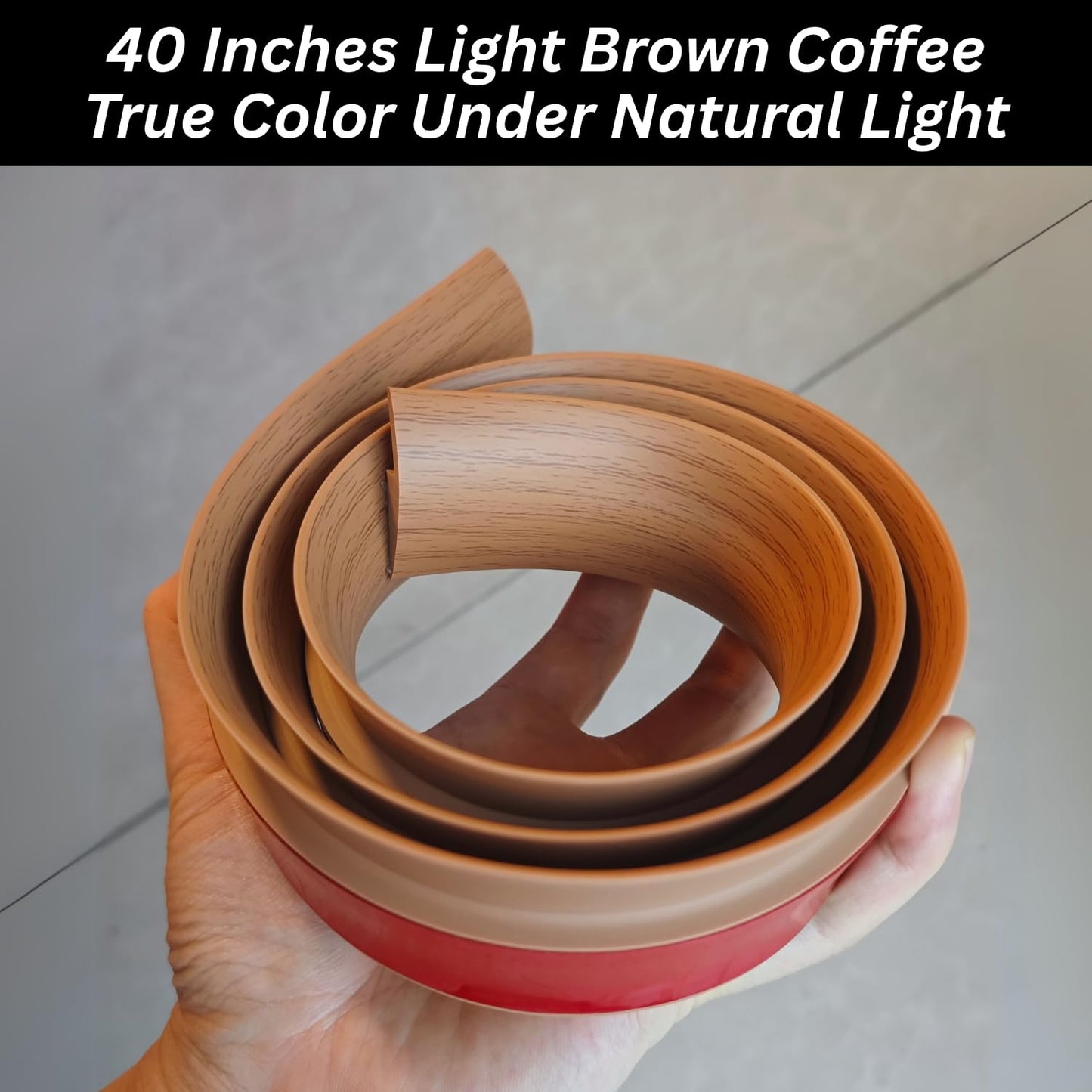 Floor Transition Strip Self Adhesive Carpet Wood Tile Vinyl Flooring Laminate Transition Cover Edge Trim Gap Doorway Threshold for Uneven Floors Heights Within 5 mm (40 inches, Light Brown Coffee)