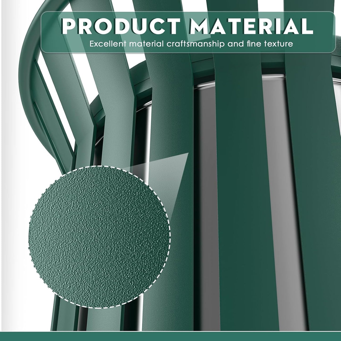 Round Heavy Duty Outdoor Trash Can, Large Metal Slatted Garbage Can for All Weather Resistant, Commercial Garbage Cans, Waste Receptacle in Park, Beach, Patio (Green, Large)