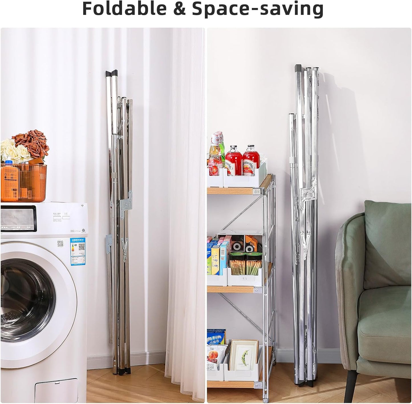 funest Drying Rack Clothing, 79 Inches Adjustble & Foldable Laundry Drying Rack, Heavy Duty Stainless Steel Clothes Drying Rack with 20 Hooks, 12 Clips, Suitable for Indoor, Outdoor and Balcony