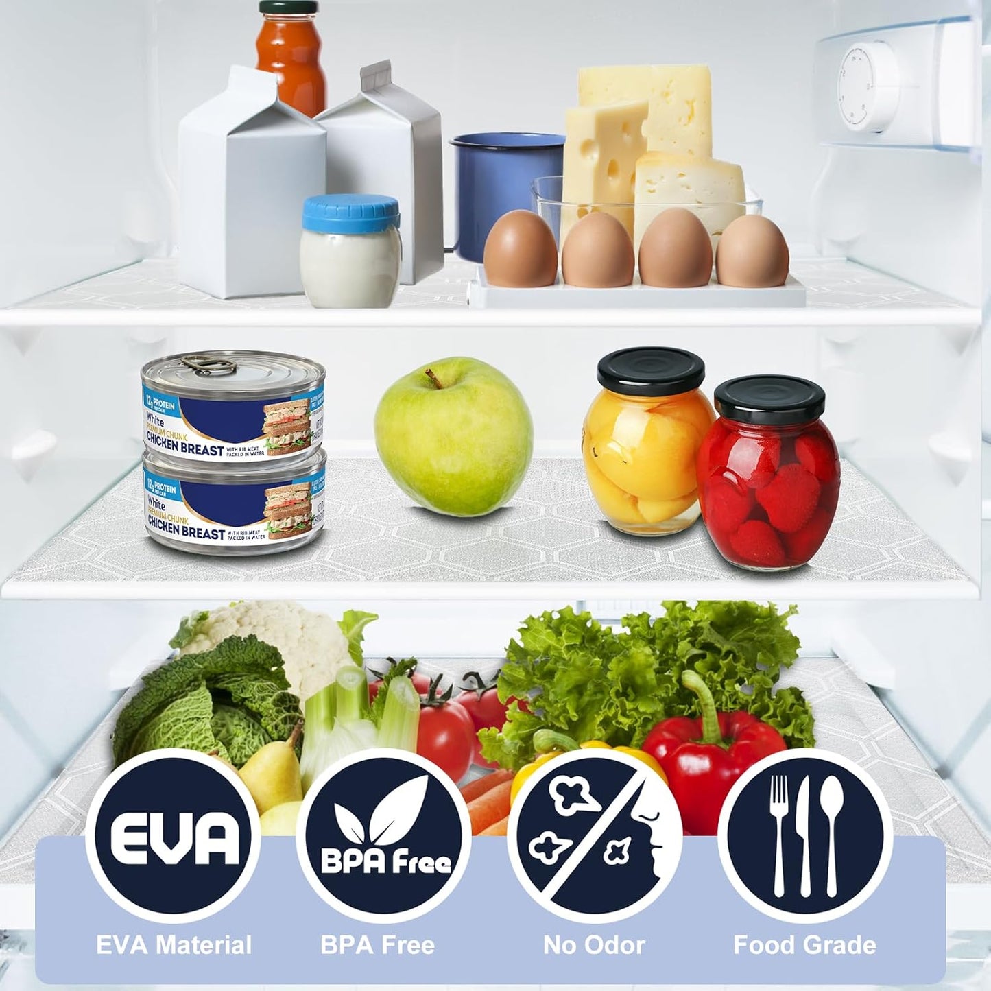 Shelf Liner, Refragerator Drawer Liners for Kitchen Cabinets, Waterproof Bathroom Sink Mat No Slip Cupboard Liners Non Adhesive Fridge Liner Roll - Clear 17.5"×78.7"