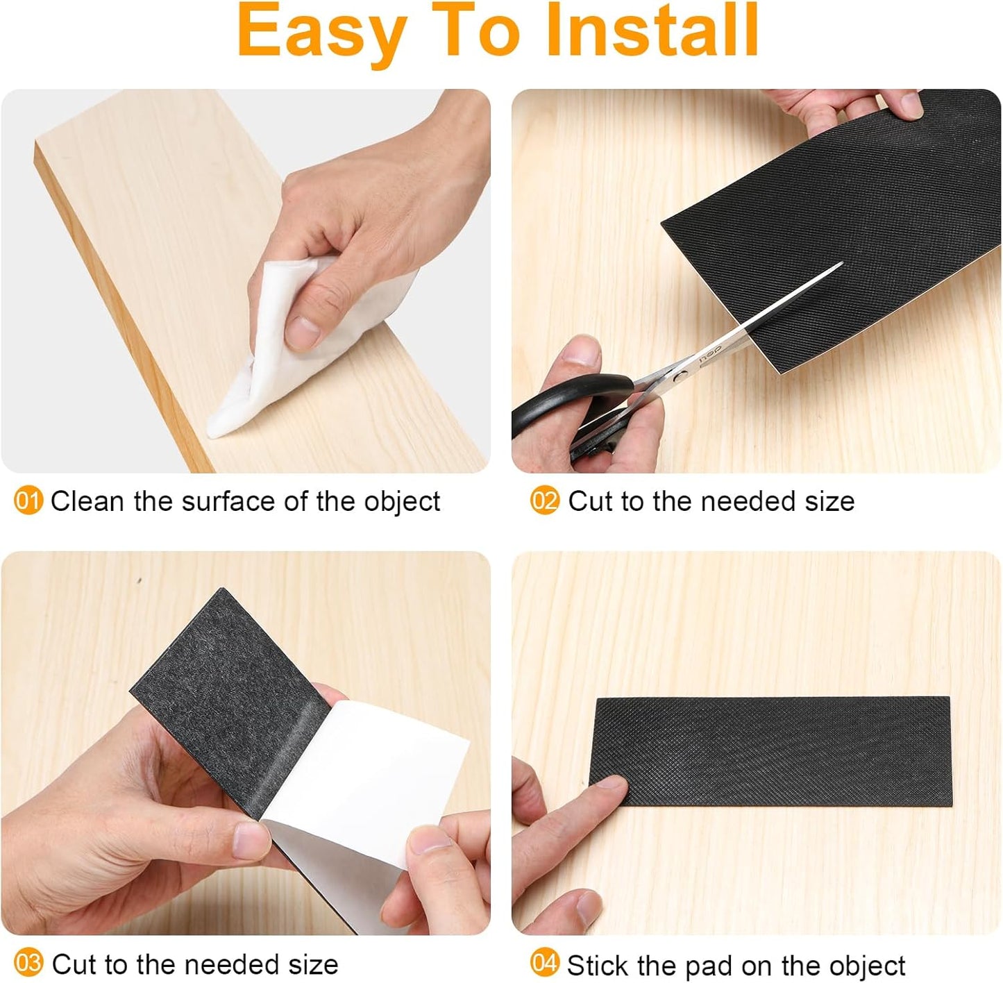 CHUNZEXI Non Slip Furniture Pads 6 PCS 5" x 4", Self Stick Rubber Grippers for Furniture Legs, Anti Skid & Floor Protection, Prevent Scratches & Sliding