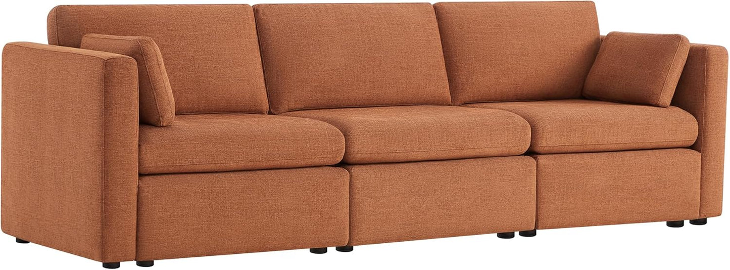 CHITA Oversized Modular Sectional Convertible Fabric Sofa Set, FSC Certified Extra Large Sectional Deep Seat Couch for Living Room,112 inch Width, 3 Seat Modern Modular Sofa, Terracotta