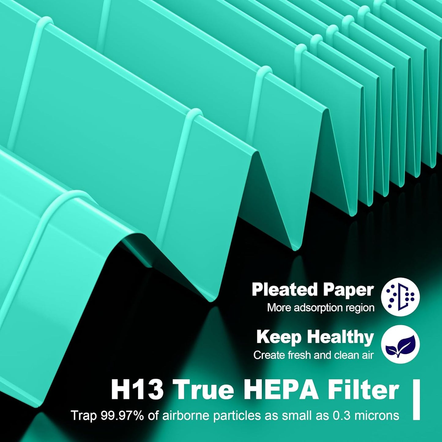 MK01 & MK06 True HEPA Filter Replacement Compatible with Aroeve MK01, MK06, ToLife TZ-K1 and Kloudi DH-JH01 Air Purifier, Pet Dander Version, Green, 4 Pack