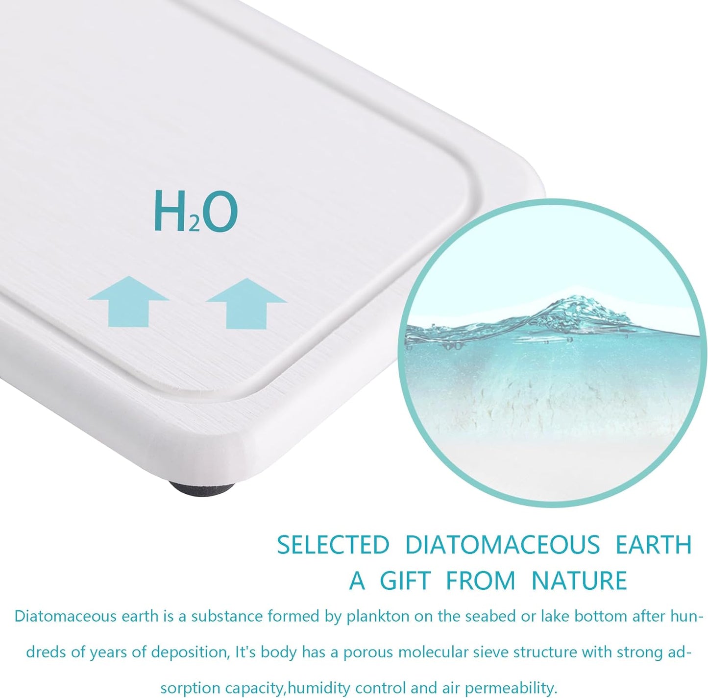 2 Pcs Water Absorbing Stone Trays, Kitchen/Bathroom Sink Soap Dish, Diatomite Tray Used for Hand Soap & Cosmetic Bottles in The Modern Home, 4" W x 8.3" L, White