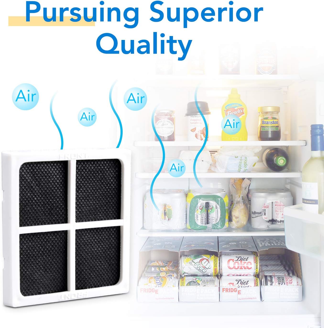 ICEPURE AF004 Refrigerator Air Filter Replacement for LG LT120F, Kenmore Elite 469918, ADQ73214402, ADQ73214404, 6PACK