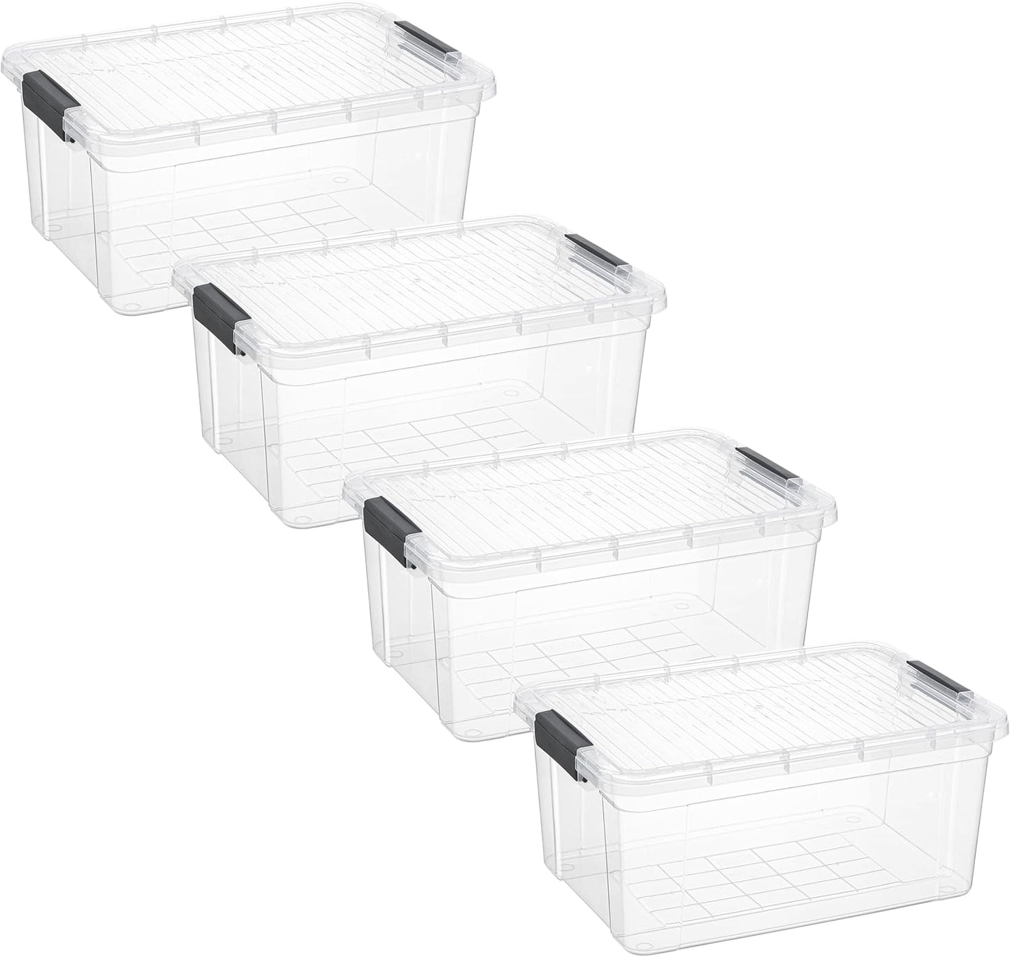 Superio Storage Bins with Lids- 4 Pack, 21 Qt Clear Boxes for Organizing, Stackable Plastic Containers- BPA Free, Non-Toxic, Odor Free, Organizer for Home, Office, Dorm