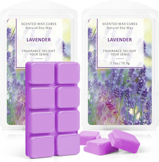 SCENTORINI Lavender Wax Melts Wax Cubes, Lavender Candle Wax Melts Strong Scent, Soy Scented Wax Melts for Wax Warmers Christmas Decor, 2 x 2.5 oz