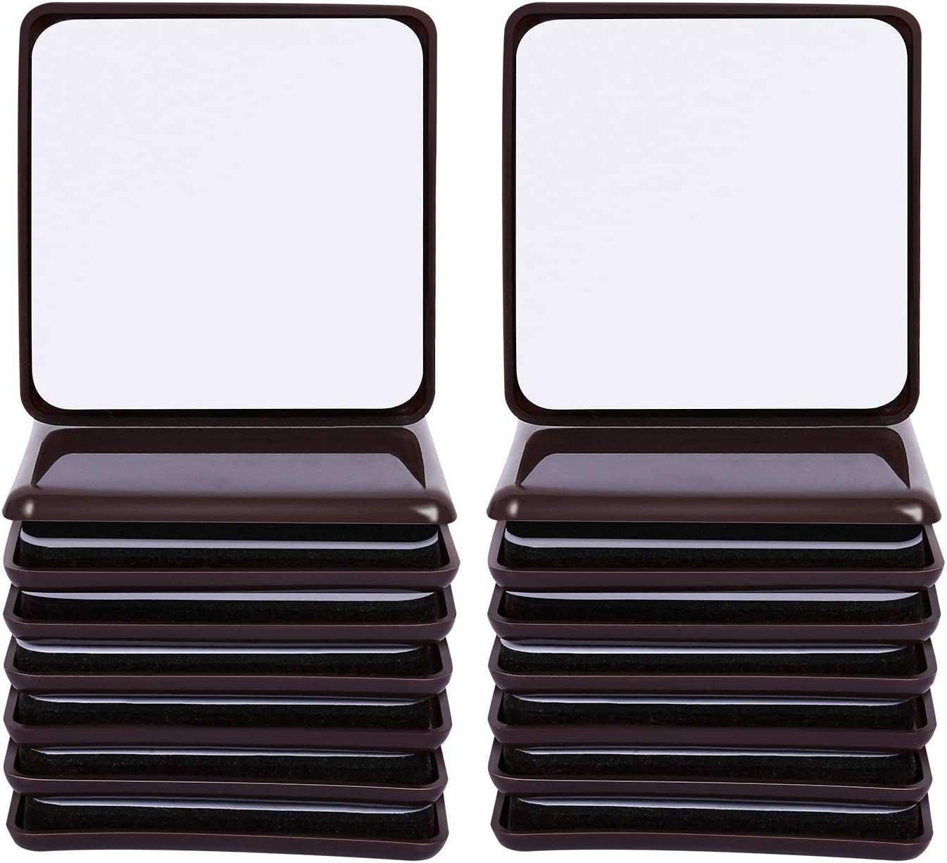 Ezprotekt 16 Pcs Self-Stick Furniture Movers Sliders for Carpet, 2.5 inch Square Self-Adhesive Furniture Moving Pads, Furniture Glides Sliders for Moving Chair Table Desk Bed Sofa Couch (Brown)